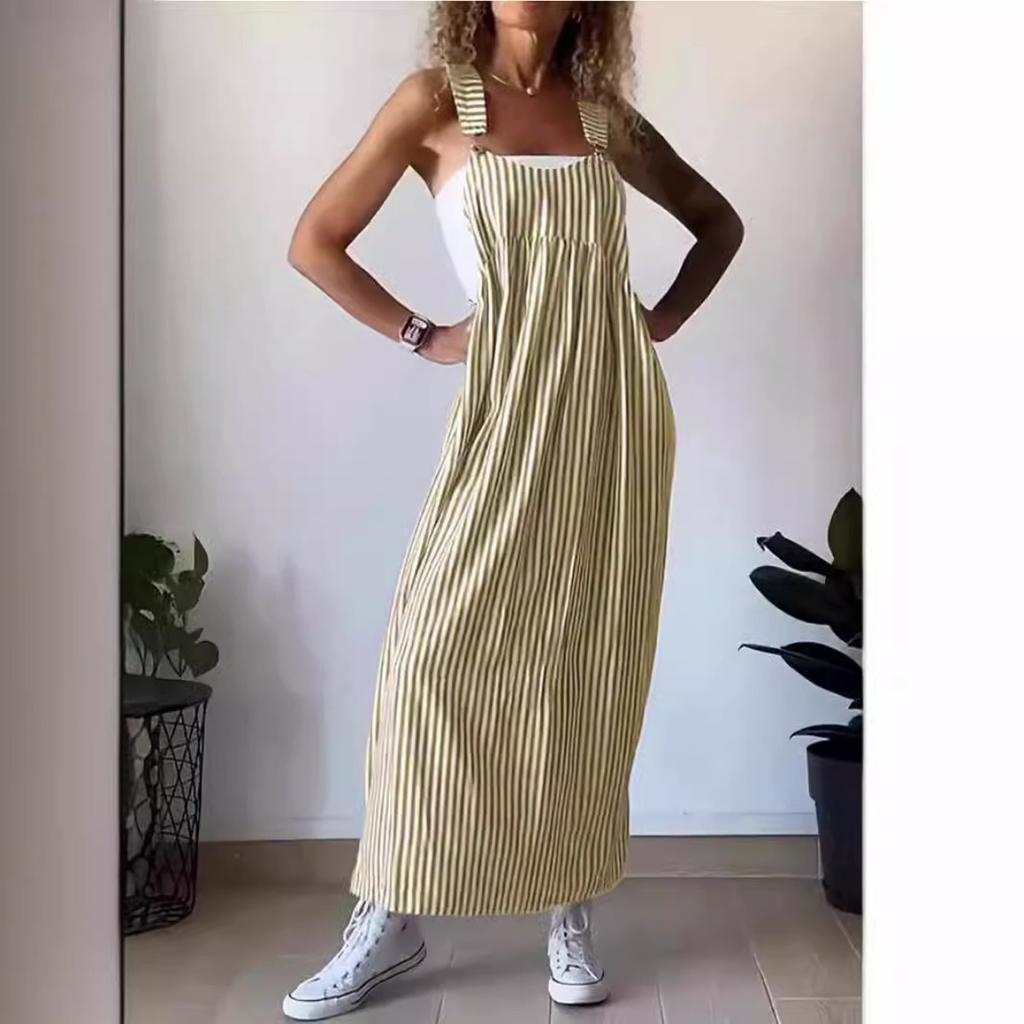 Summer Women's Fashion Striped Suspender Dress, European & American Style Crossborder Casual Dress for Independent Stations