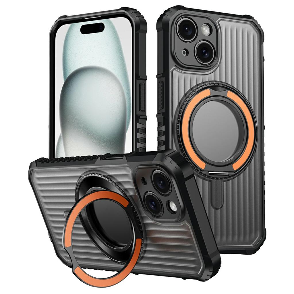 For iPhone 14 Magnetic Case with Kickstand PC+TPU Phone Back Cover