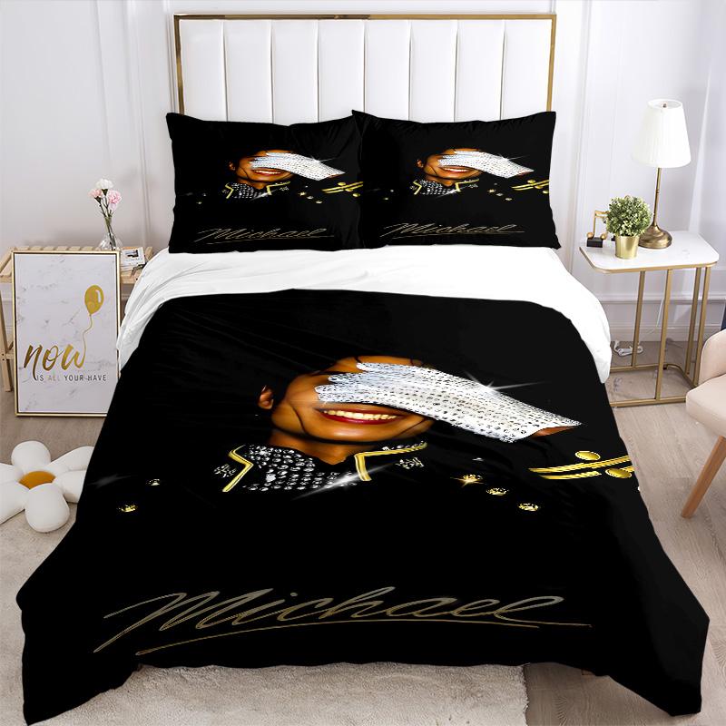 Michael Jackson'S Sparkle Print 3Pcs Bedding Setduvet Cover With 2 Bedropillowcase Home Birthday Gift