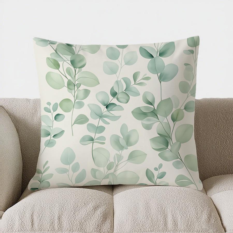 Home Decor Elegant Eucalyptus Leaf Pattern Throw Pillow Pattern Cushion Cover Suitable For Sofa Bedroom Car Pillow Cover