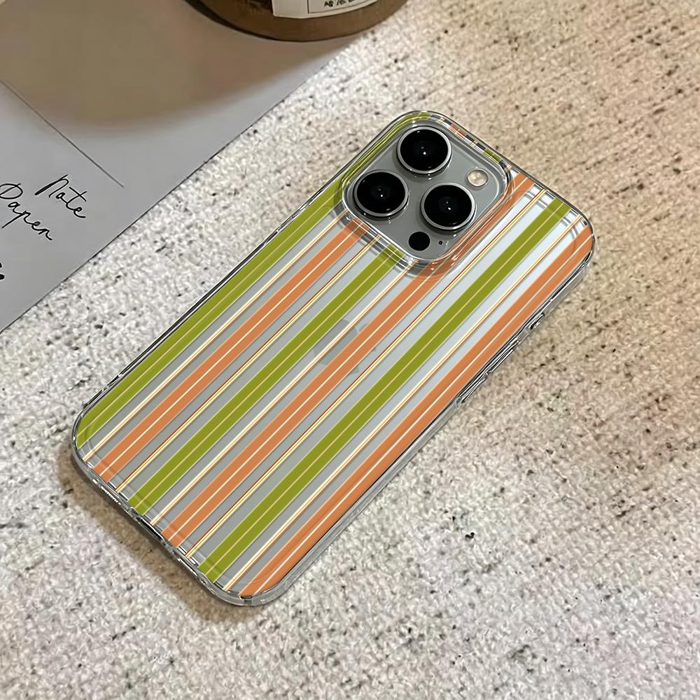 American Retro Color Strips Phone Case For Iphone 17 Air 16 15 14 Pro 13 12 11 Pro Max 16 Plus Shockproof Silicone Cover