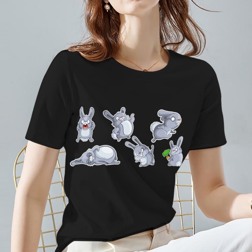 Women's T-shirt Hayao Miyazaki Totoro Pattern Tee Classic Black All-match Animal Printed Series Short Sleeve Tops Ladies Clothes