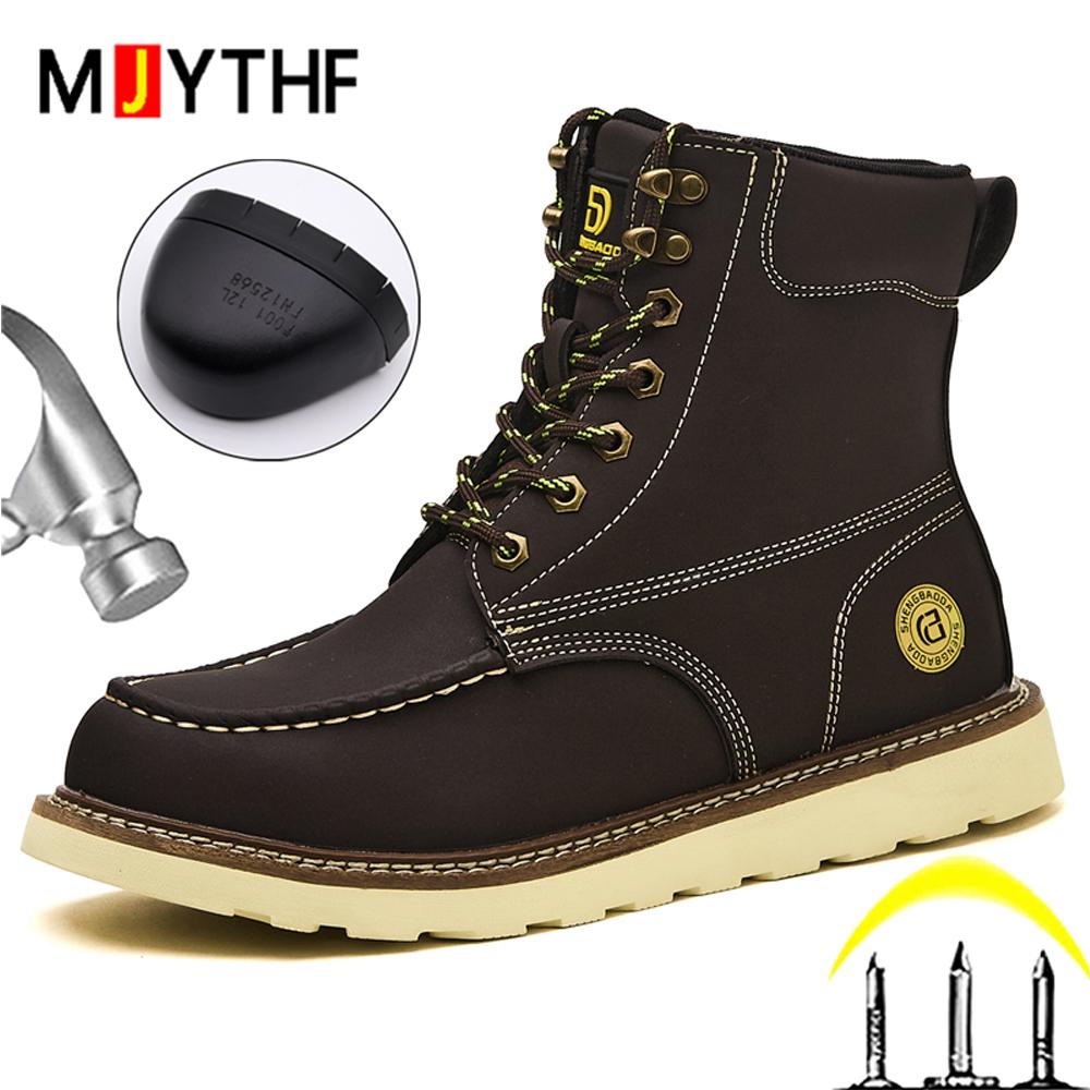Wasserdichte Arbeitssicherheitsschuhe Stahlkappenschuhe Herrenstiefel High-Top Arbeitsstiefel Durchstichfeste Schutzschuhe Lederstiefel Sicherheit
