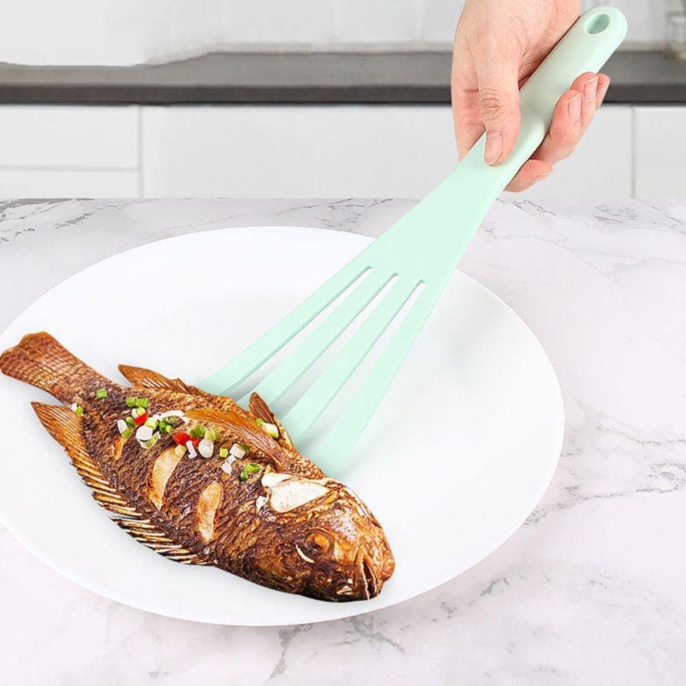 Silicone Inclined Leakage Shovel Heat Resistant Steak Spatula Fish Frying Spatula Non-stick Pan