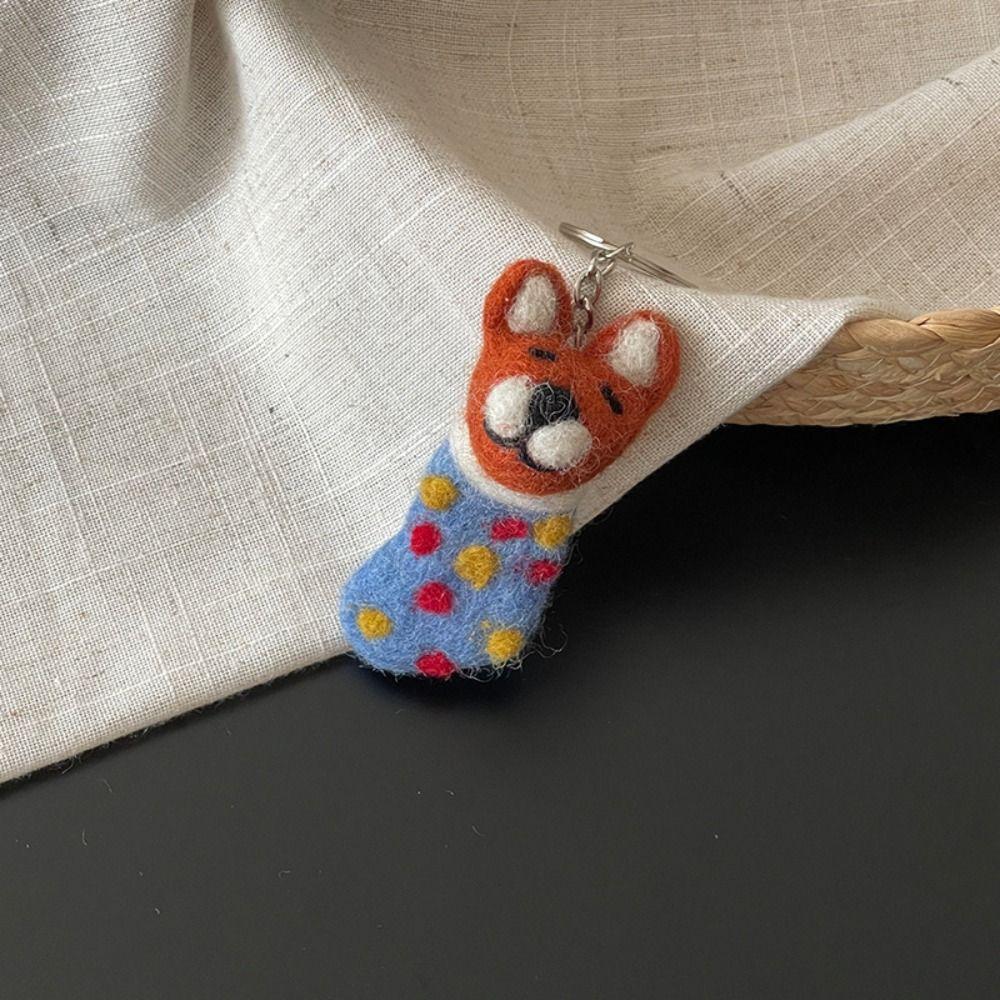 Dog Wool Felt Animal Pendant Bird Cartoon Keychain Cute Rabbit Keyring  Couple