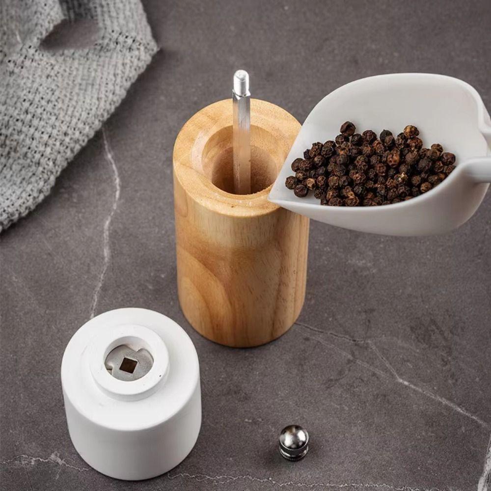 Ceramic Core Wooden Spices Grinder Large Capacity Adjustable Manual Salt Mills Sealed Refillable Hand Grinding Tool Restaurant