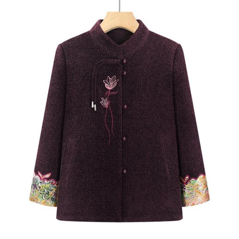 Women's Clothing Woolen Jacket Autumn and Winter Plush Thickened Top Wife Clothes Mother-in-law