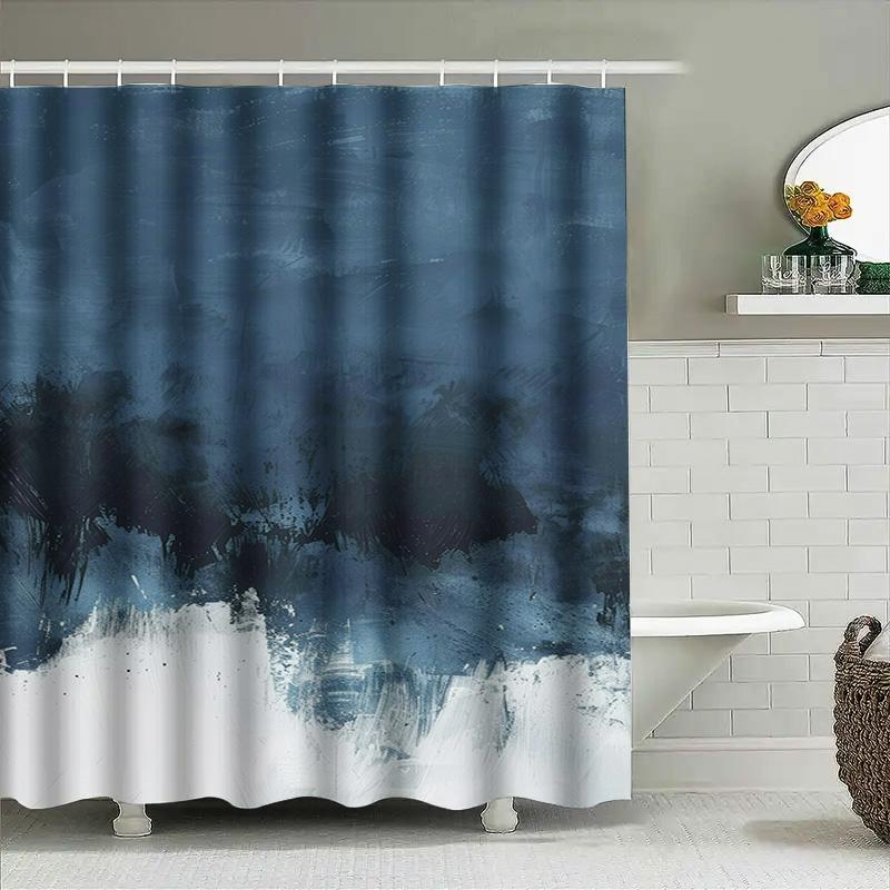 Modern Abstract Blue Shower Curtain Bathroom Decor Waterproof Fabric Available In Different Sizes For Your Space