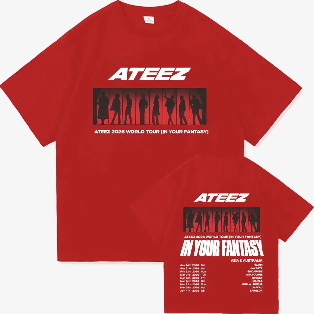 Ateez 2026 World Tour in Your Fantasy 90s Tshrits Mens Women Y2K Oversized High Quality Casual Short Sleeve Tshrit Loose Clothes