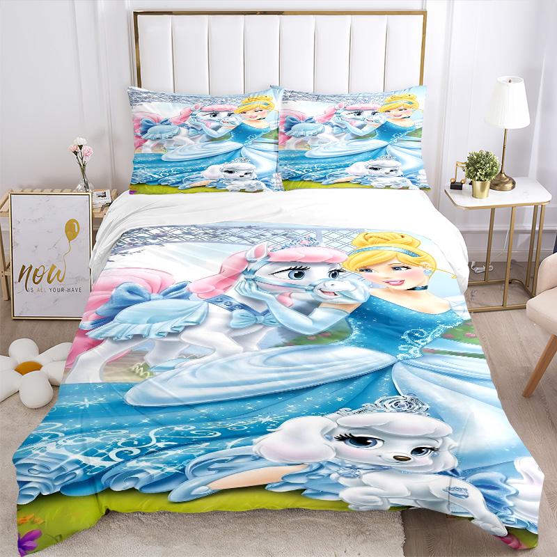 Princesses Magical Pets Print 3Pcs Bedding Setduvet Cover With 2 Bedropillowcase Home Birthday Gift