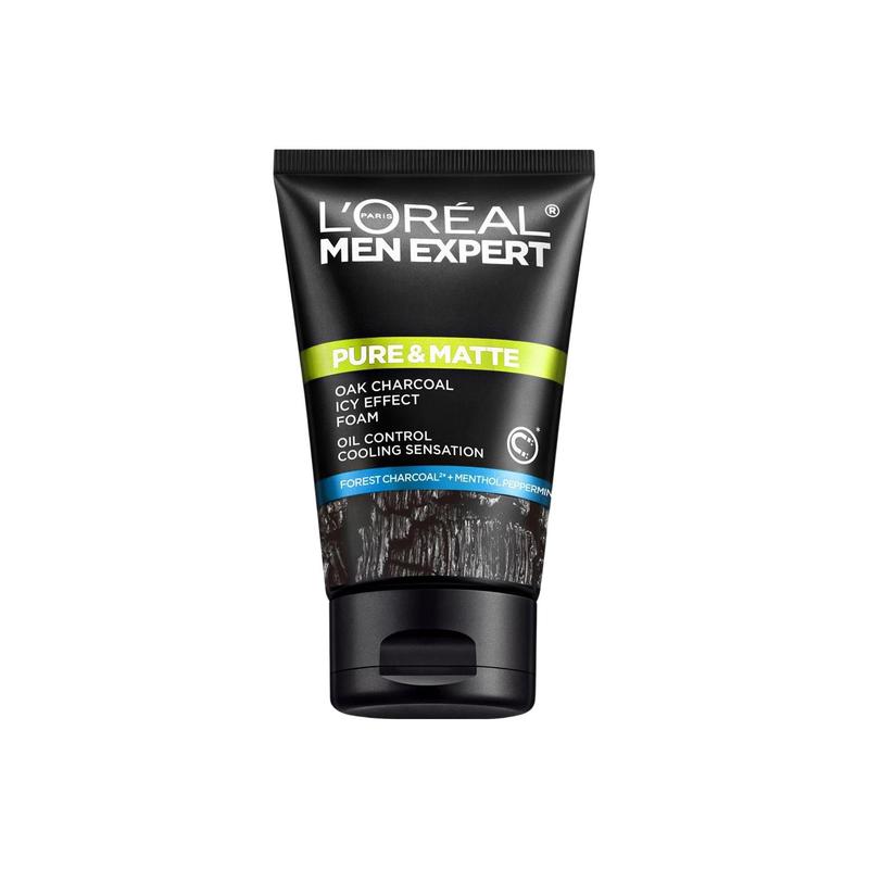 Loreal Paris Cleansing and Oil Control Pure Matte Oak Charcoal Ice Foaming Cleanser - 100ml