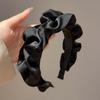 Women's Wide-Brimmed Pleated Frilly Headband for Face Washing, Celebrity Style, Cloud-Scrunchie Design