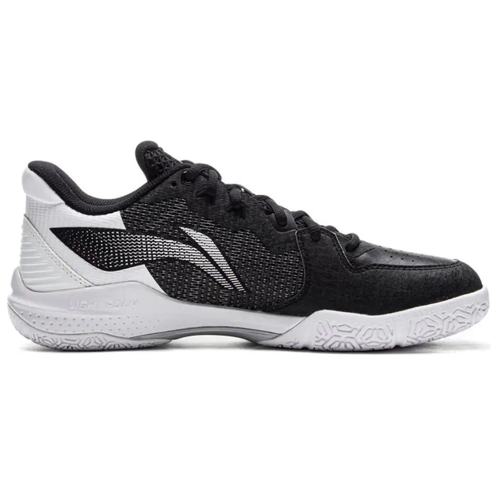 Li Ning Thunder Synthetic Leather Comfortable Trend Shock Absorbing Wear Resistant Low Top Badminton Shoes Men Sneaker Black White AYZU015-4