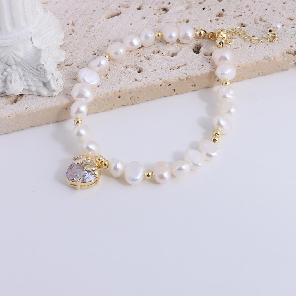 Natural Freshwater Pearl Bracelet Fu Character Smiley Face Shell Bow Pendant Bracelet Girlfriend Beaded Bracelet