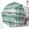 Geometric Gold Pattern Folding Umbrella Fashion Auto-Open 8 Iron Ribs Plastic Handle Foldable Sunshade Perfect Christmas Gifts