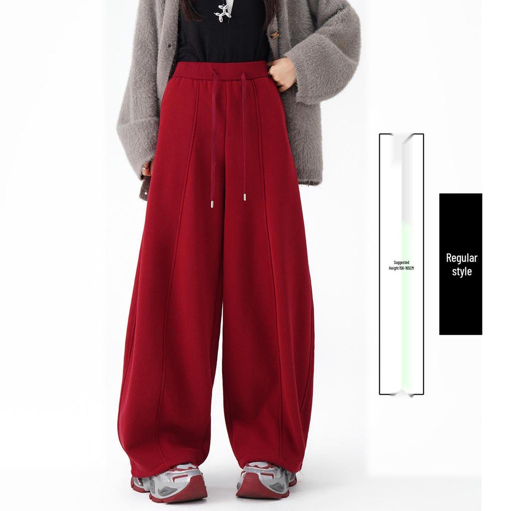 Spring 2026 High-Waisted Wide-Leg Pants - Slimming Loose Straight Casual Two-Wear Floor-Length for Women