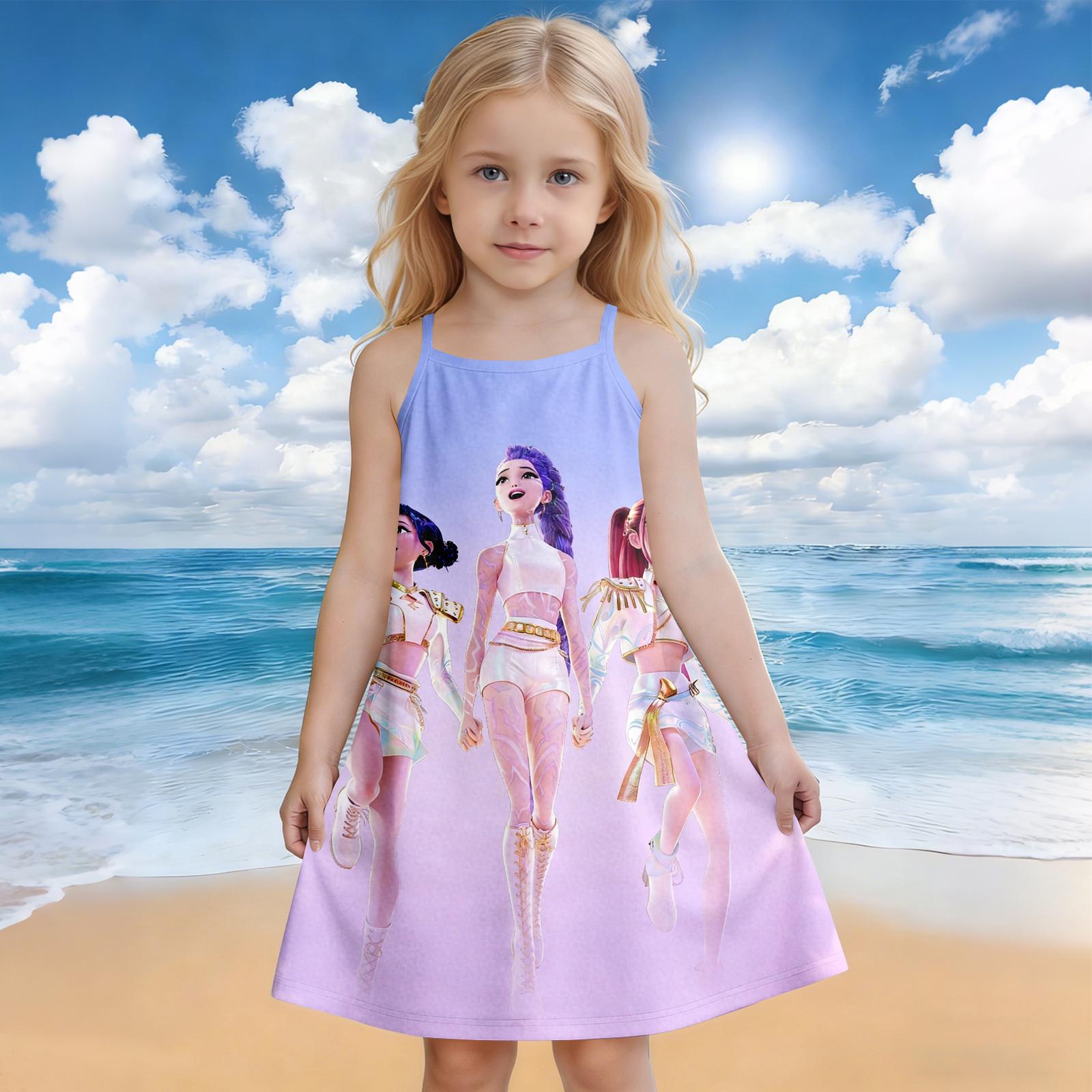 Children s Summer Round Neck Cartoon Print Dress 110