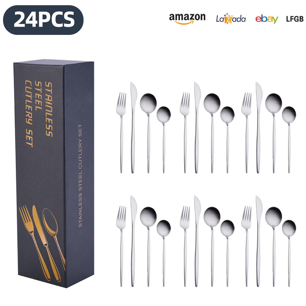 25 Years of New Stainless Steel Tableware Set, Tableware Portuguese Knives, Forks and Spoons 24-piece Gift Box Set
