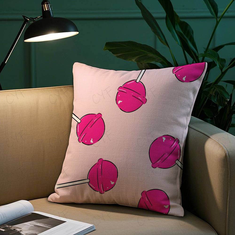 Sweet Pink Candy Pillow Case Safe Custom Photo Pillow, Anti-Fade Brushed Fleece Cushion, Maternal & Infant Safe.