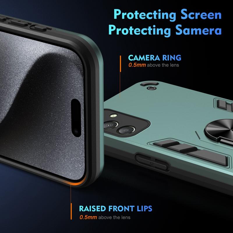 Priekš Samsung Galaxy A16 5G vāciņš Magnētisks gredzena turētājs Bruņu telefona vāciņš priekš Galaxy A16 A 16 GalaxyA16 Kameras aizsardzība Aizmugurējais vāciņš
