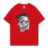 Men's Summer Facial Print Hip-hop Casual Plus Size Round Neck T-shirt Street Wear Outdoor Pure Cotton Short Sleeved Shirt