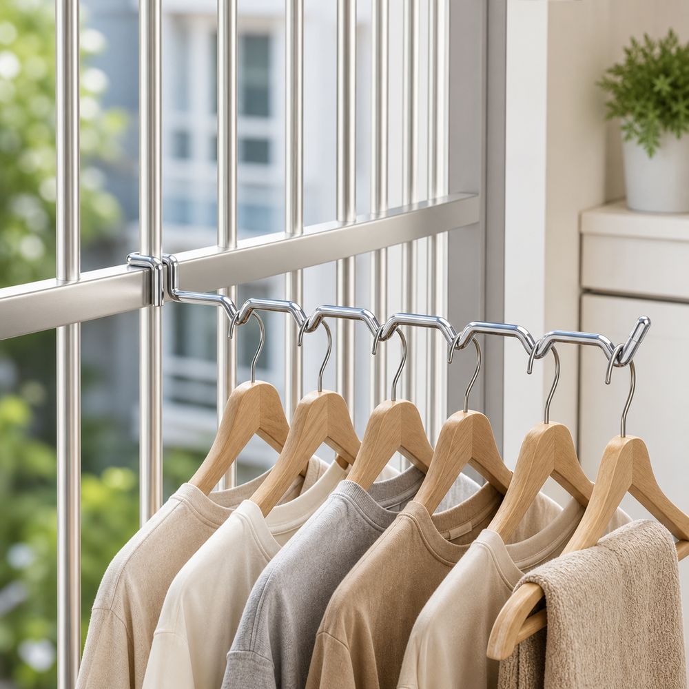 No Drill Railing Drying Rack Wave Shaped Clothes Storage Holder Window Railing Use