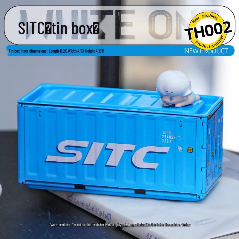 Miniature Tinplate Shipping Container Display Box for Figurines - Trendy Collectible Ornament & Storage Gift
