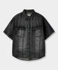 Yujen Fade Wash Dual Pocket Denim Half Shirt_Vintage Black