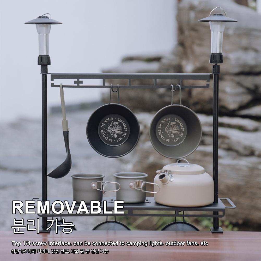 Camping Foldable Storage Rack Collapsible Camping Rack Aluminum Alloy 2 Tier Tabletop Rack Multifunction for Camping Picnic
