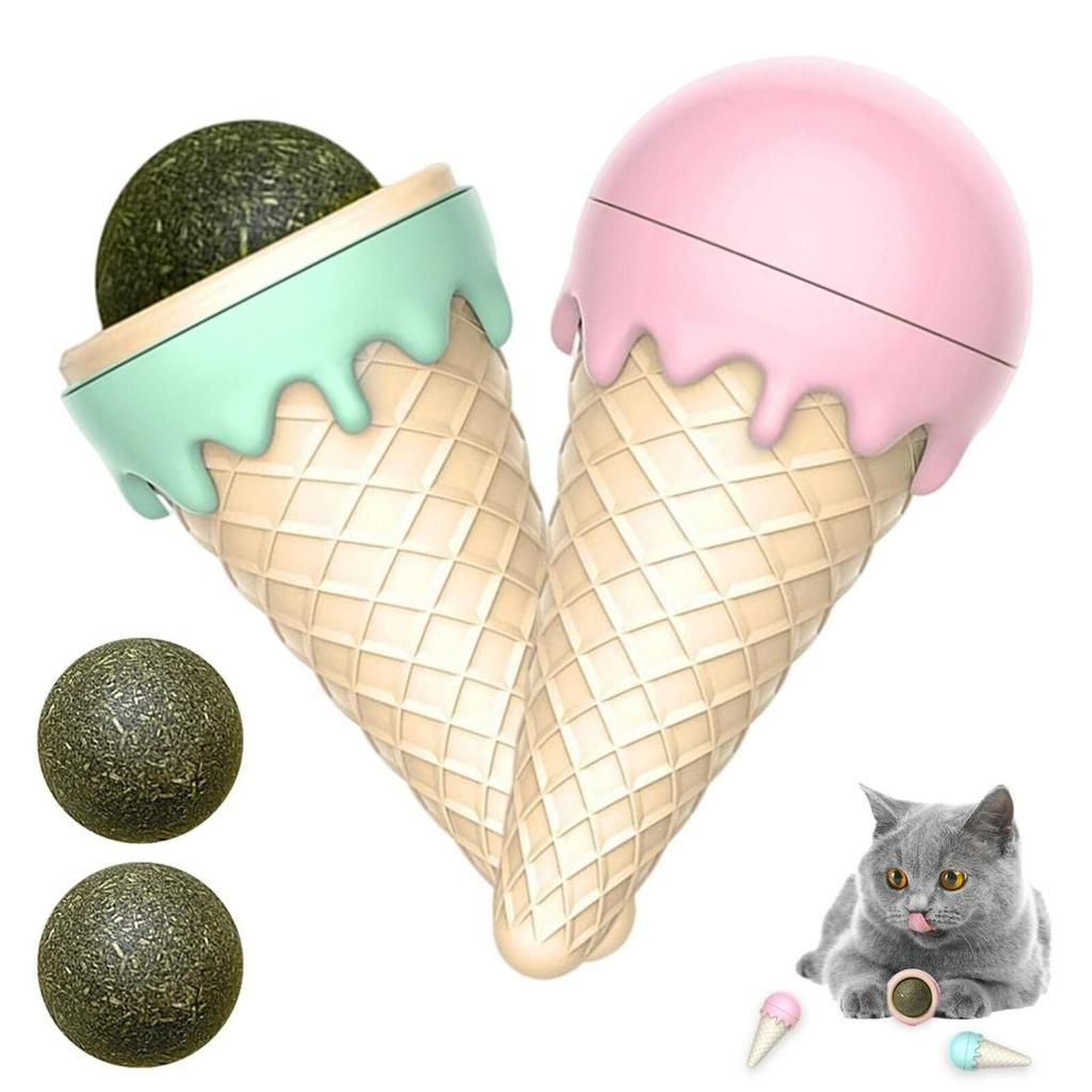 💰Kaufe IDH 2PCS Catnip Ball Toy Creative Ice Cream Design Rotating Cat