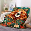 1pc Floral Bear Blanket, Lightweight Flannel Throw Blanket For Sofa, Bed, Travel, Camping, Living Room, Office, Couch, Chair, And Bed