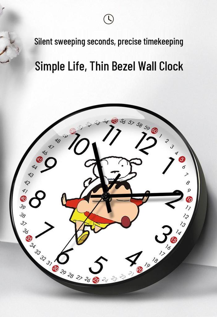 Shin-chan Cartoon Wall Clock: Stylish, Silent, Radio-Controlled for Living Room