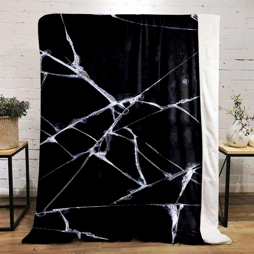 Broken Glass Pattern on Dark Background Flannel blanket for bedroom, living room, sofa, and nap