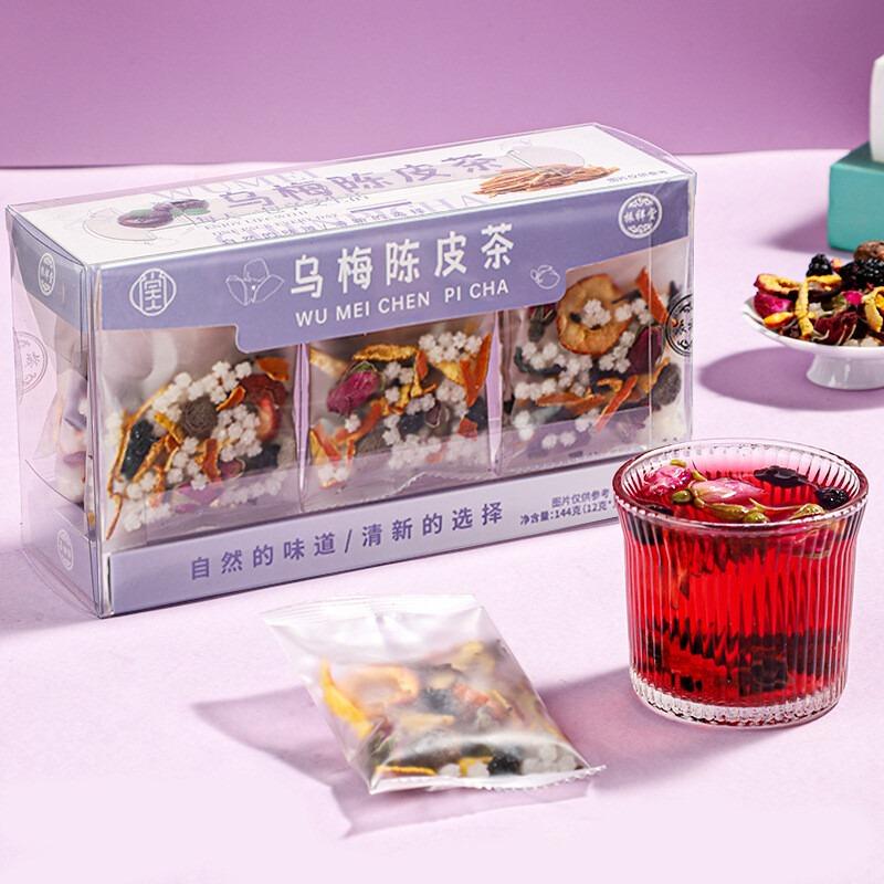 

Dark Plum Tangerine Peel Tea Hawthorn Mulberry Blend Herbal Digestive Drink 12G * 12 packs/box