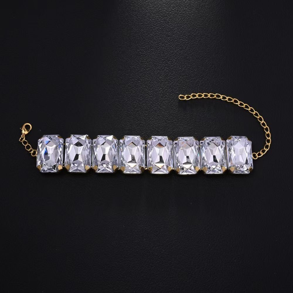 Square Bracelet Simple Atmospheric Rhinestone Bracelet Fashion Jewelry Women s Bracelet золотой