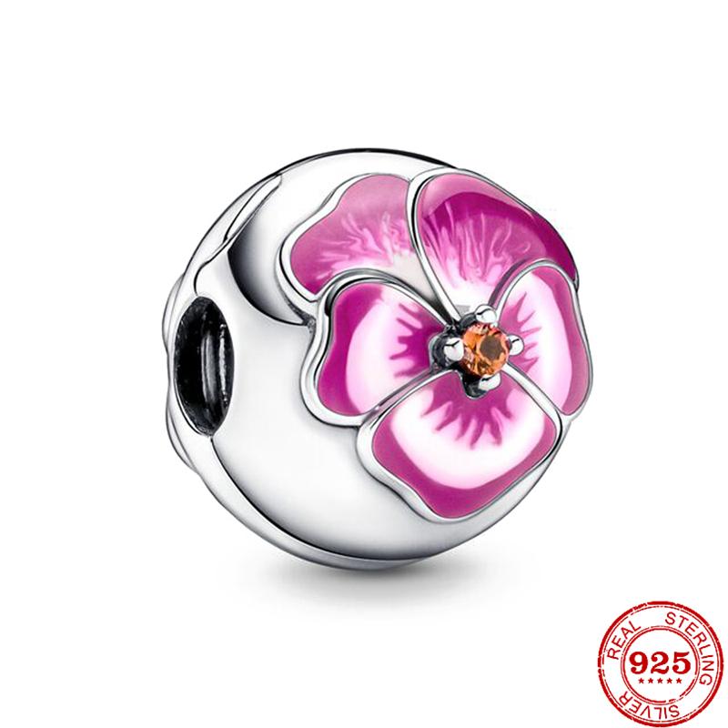 925 Silver Butterfly Four Clover Leaves Flower Charm Bead Fit Original Pendant Bracelet Necklace Jewelry Gift For Women