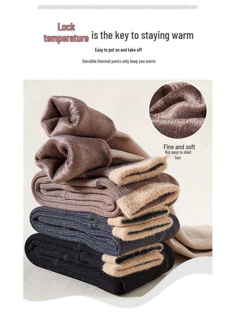 Girls' Fleece-Lined Warm Pants with Fur-Trimmed Cuffs for Autumn and Winter