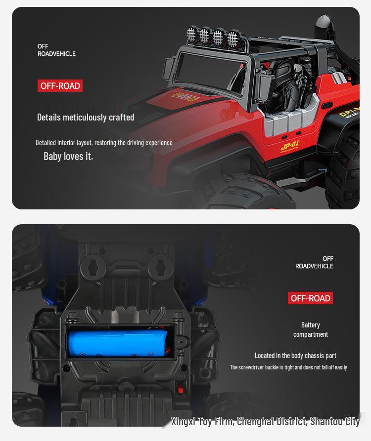 Super Large Off-Road RC Car - Durable Rear-Wheel Drive, Climbing & Drifting Toy for Boys