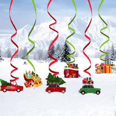 6 Stück/1 Set Weihnachts-Hänge-Wirbel-Dekorations-Kit Feiertagsparty-Dekorationszubehör