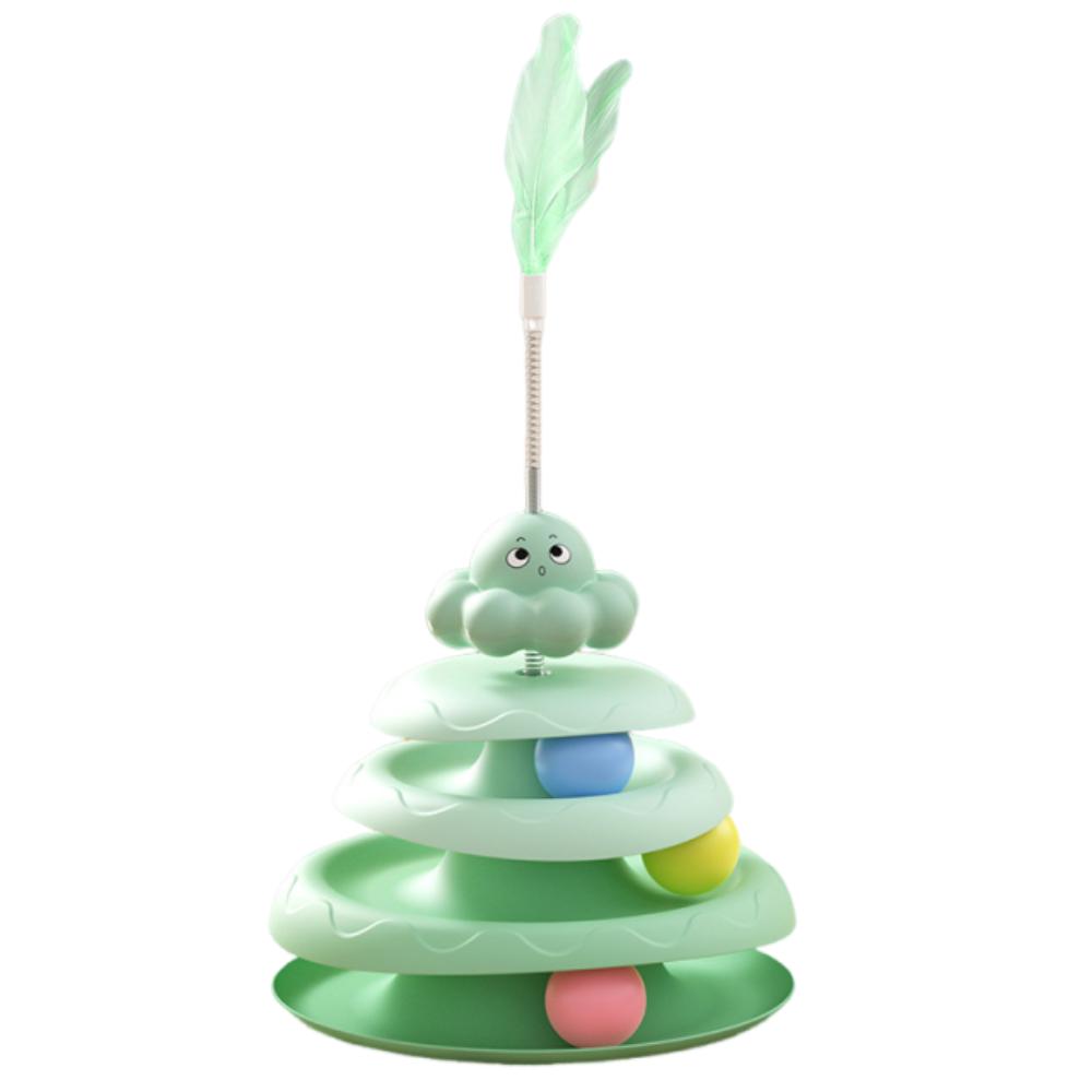 

Съемный кошачий поворотный стол с роликовыми шариками, игрушки, интерактивная вращающаяся дорожка для кошек, питомец избавляется от скуки зелёный