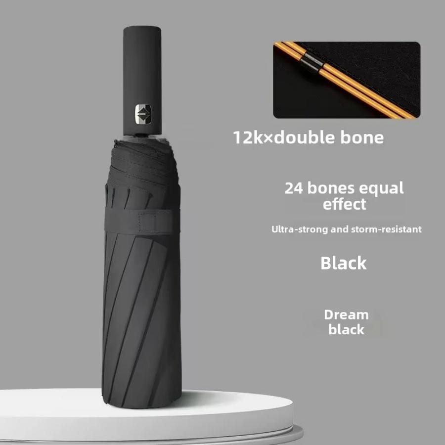Windproof Large Umbrella Men, 106cm Large Solid color Automatic Umbrella Strong, 24 Ribs, Sun Rain Folding Umbrella Simple Style