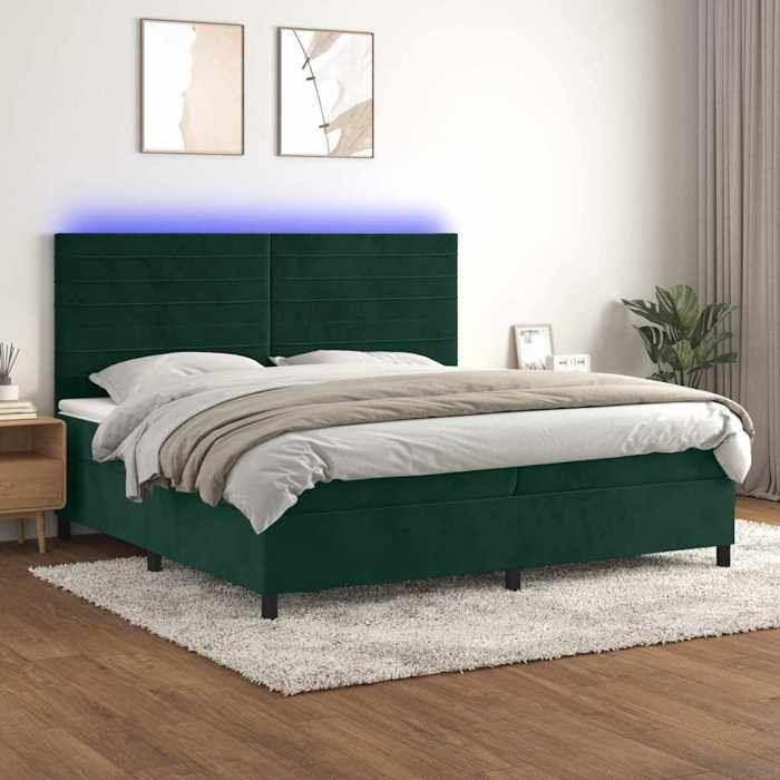 Maison Exclusive - Sommier à lattes de lit avec matelas LED Vert foncé 200x200 cm