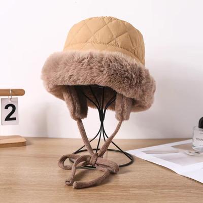 Winter Padded Cap Female Outing Thickened Warm Strapped Ear Protection Cap Northeast Cold Headgear Cap Show Face Small Lei Feng Hat
