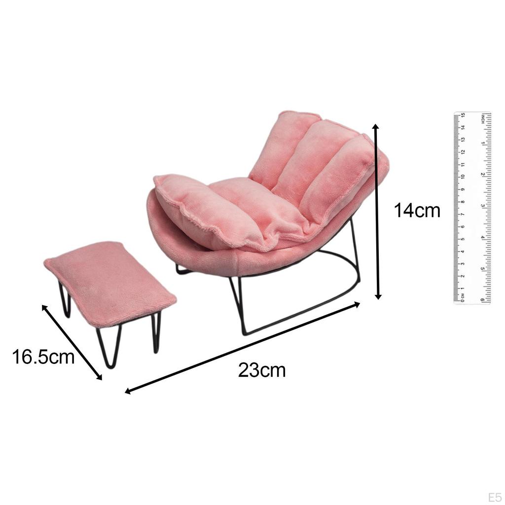 1/6 Scale Rocking Chair Mini Chaise Longue Accessories Adults Gifts Soft Fabric Decorative Single