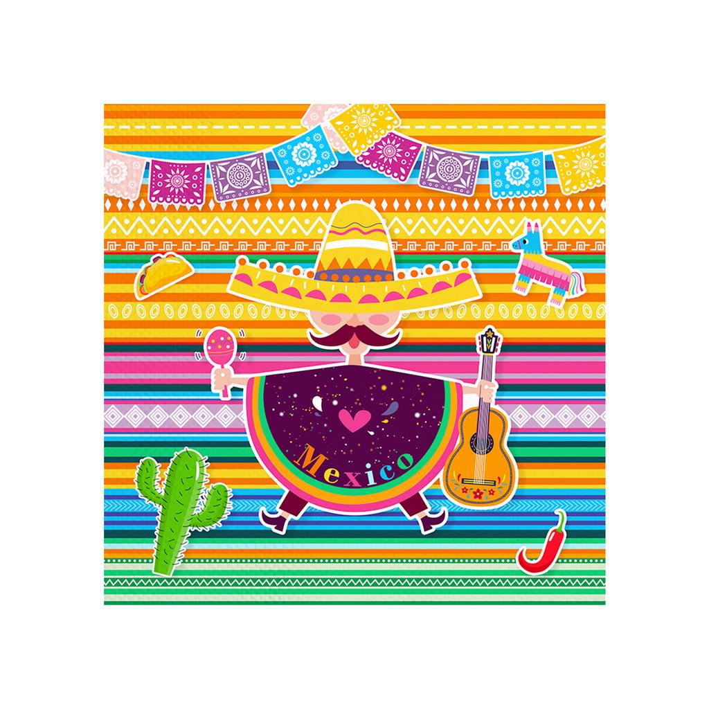 Mexican Carnival Fiesta Theme Disposable Paper Plate Set Paper Cup Paper Towel Party Decoration