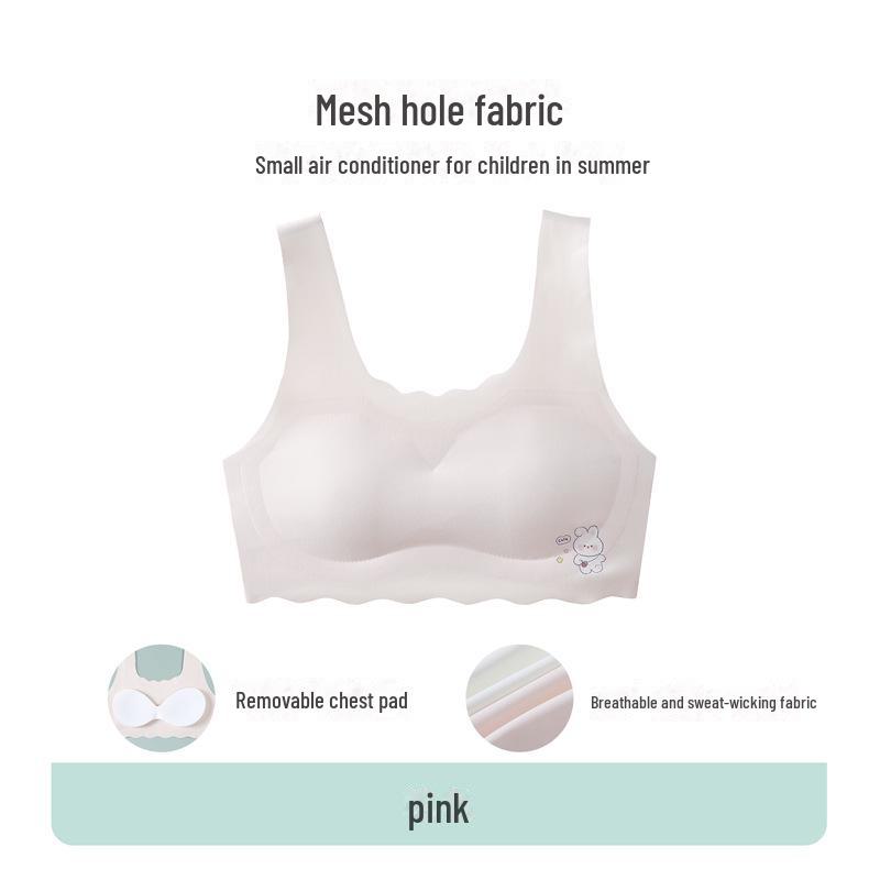 

Бесшовный бюстгальтер для девочек Ice Silk — дышащий и легкий для лета S (60-80 jin) розовый