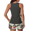 Women’s Two Piece Tankini Swimsuit Set with Tropical Print Sleeveless Top and Shorts Lightweight Quick Dry Fabric