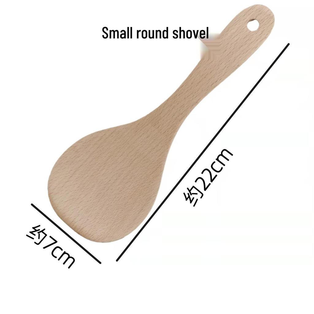 Unpainted Beech Wood Non-stick Spatula and Ladle Set - Modern Simple Wooden Cooking Utensils