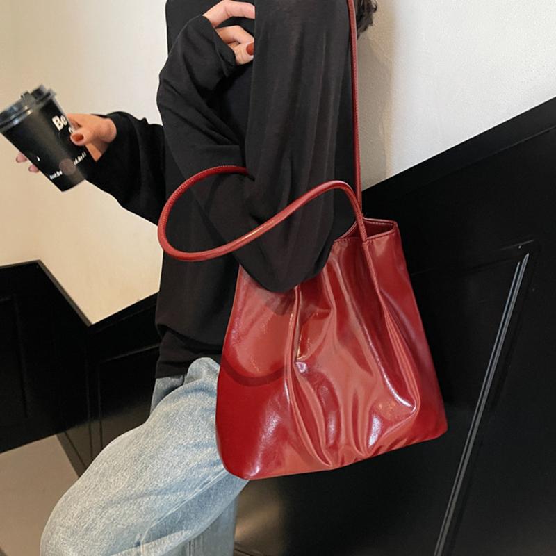 Nuevo Bolso Tote de Moda para Mujer de Gran Capacidad, Bolso Balde Elegante de Color Sólido, Bolso Suave para Desplazamientos, Bolsos de Hombro de PU a la Moda para Señoras