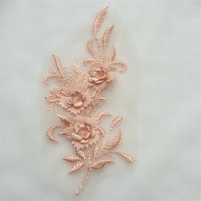 DIY 1pc Apparel Sewing Tulle Bridal Beaded Pearl Embroidery Fabric Accessories Wedding Dress Decor Lace Applique